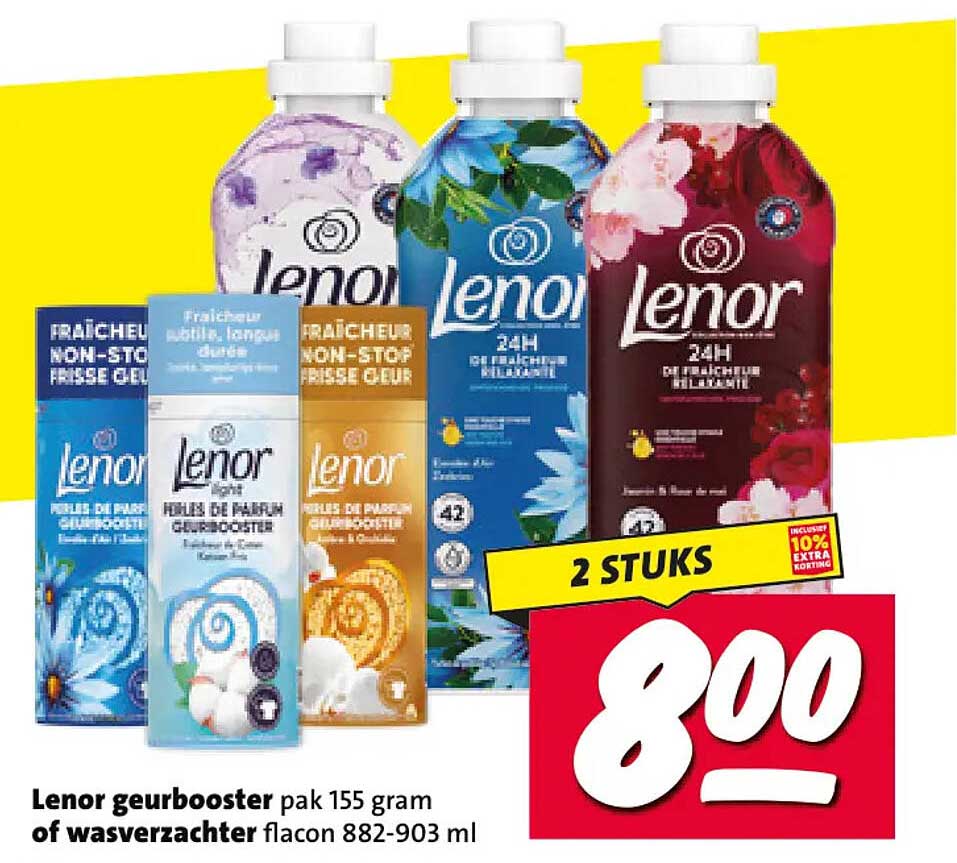 Lenor geurbooster pak 155 gram of wasverzachter flacon 882-903 ml 2 STUKS
