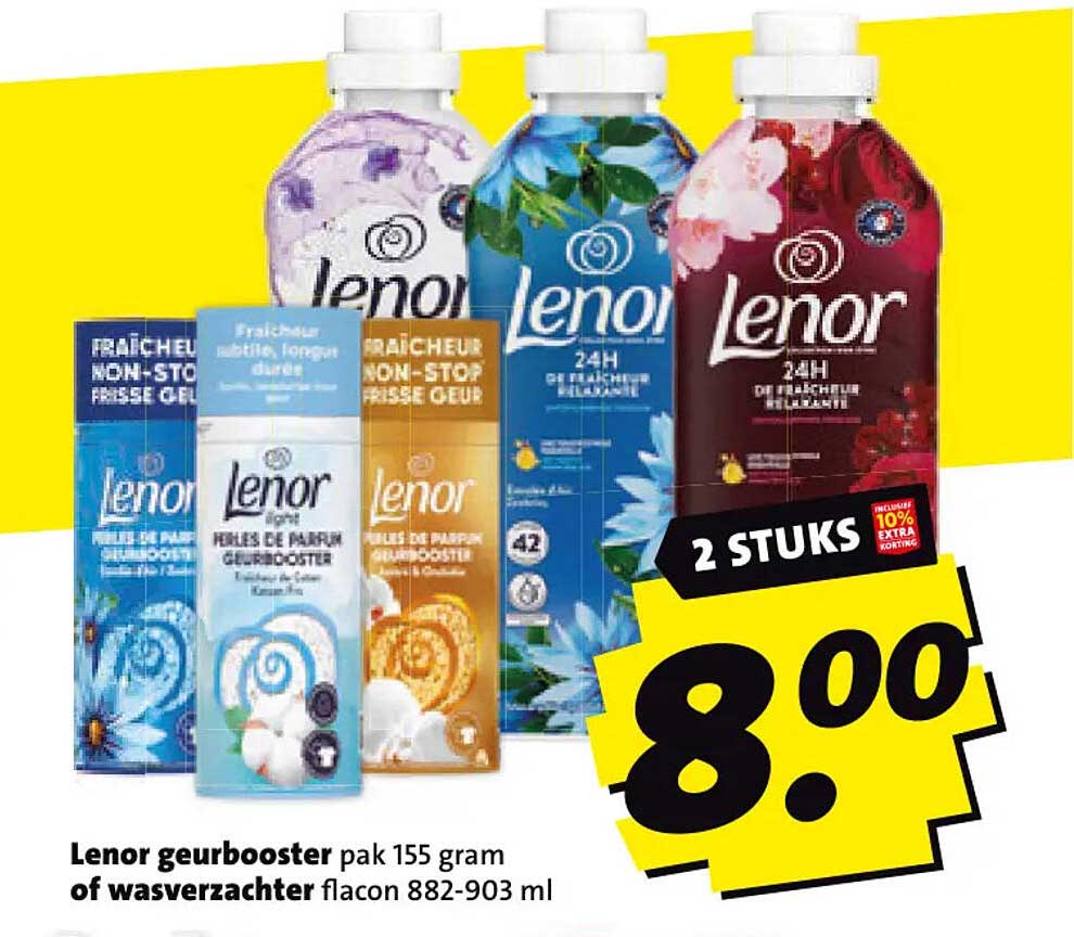 Lenor geurbooster pak 155 gram of wasverzachter flacon 882-903 ml 2 stuks