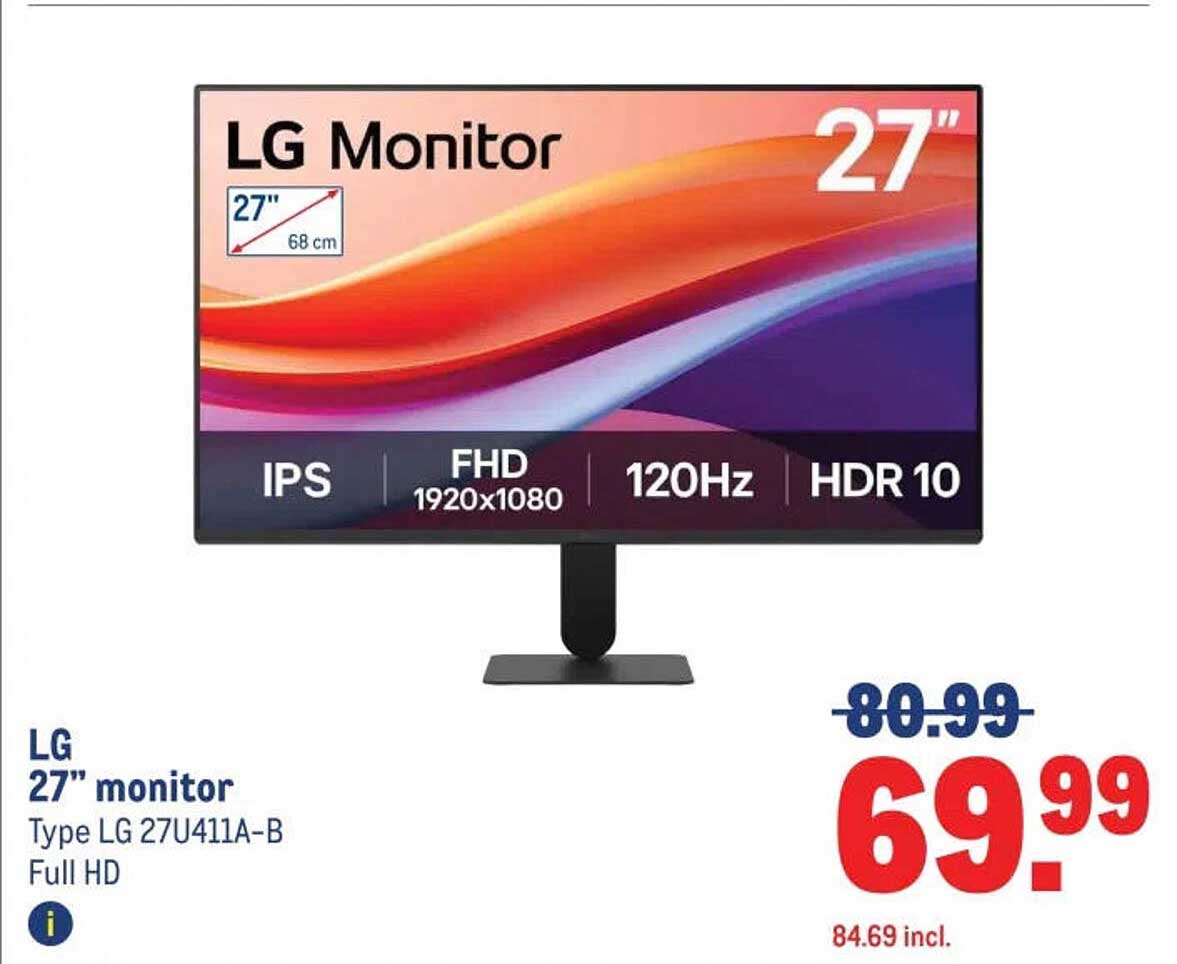 LG 27” monitor Type LG 27U411A-B Full HD