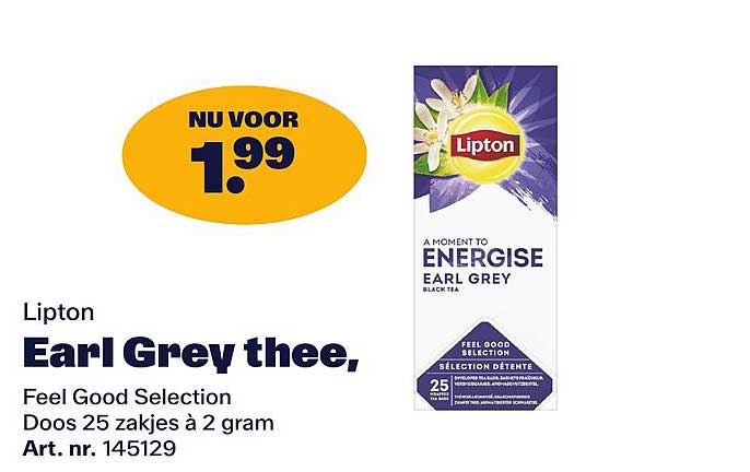 Lipton Earl Grey thee, Feel Good Selection Doos 25 zakjes à 2 gram