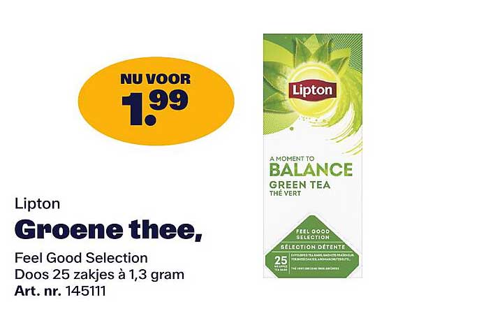 Lipton Groene thee, Feel Good Selection Doos 25 zakjes à 1,3 gram