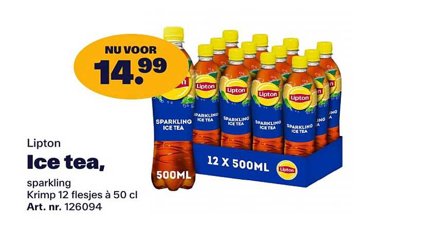 Lipton Ice tea, sparkling Krimp 12 flesjes á 50 cl