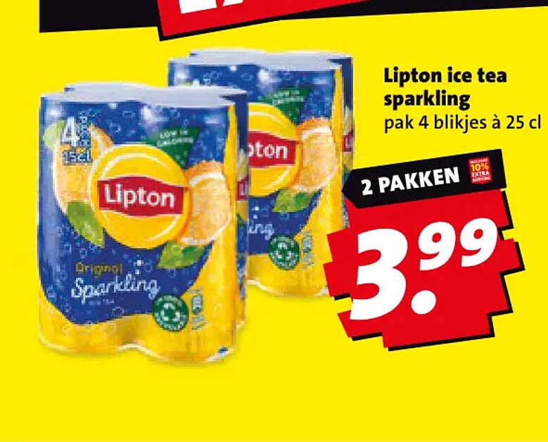 Lipton ice tea sparkling pak 4 blikjes à 25 cl 2 pakken
