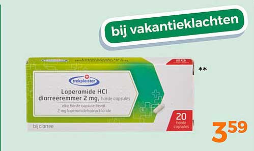 Loperamide HCI diarreerremmer 2 mg, harde capsules bij vakantieklachten