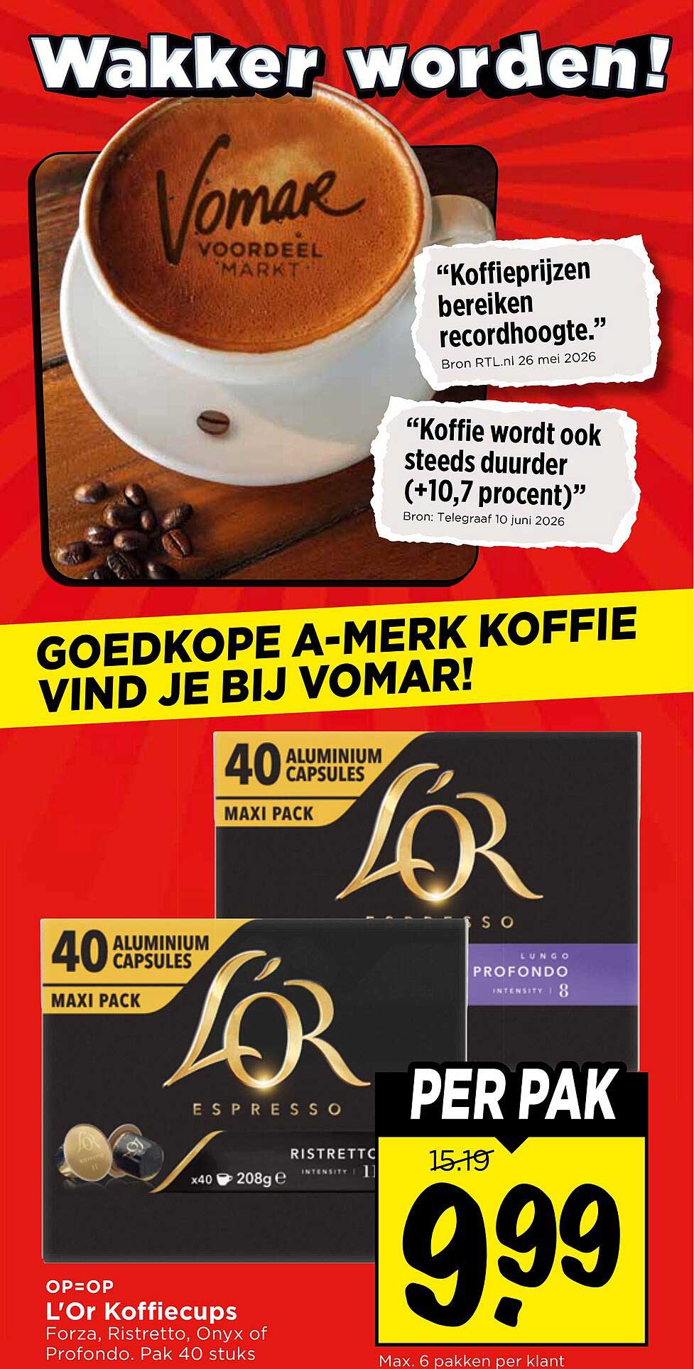 L'Or Koffiecups Forza, Ristretto, Onyx of Profondo. Pak 40 stuks