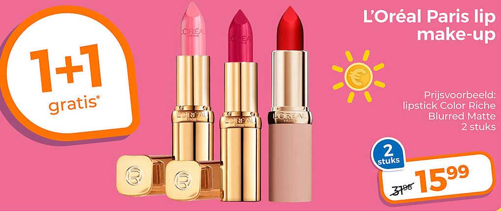 L'Oréal Paris lip make-up 1+1 gratis