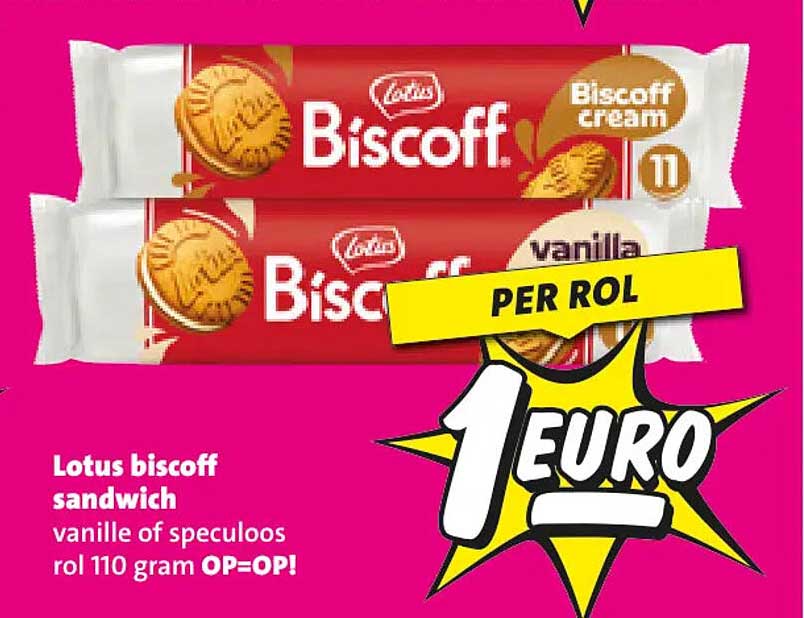Lotus biscoff sandwich vanille of speculoos rol 110 gram OP=OP! PER ROL