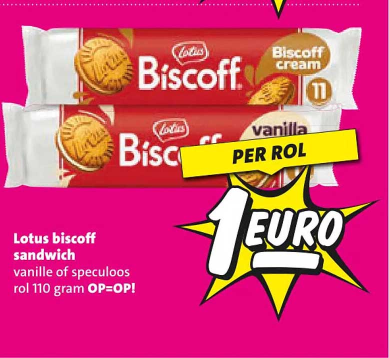 Lotus biscoff sandwich vanille of speculoos rol 110 gram OP=OP! PER ROL