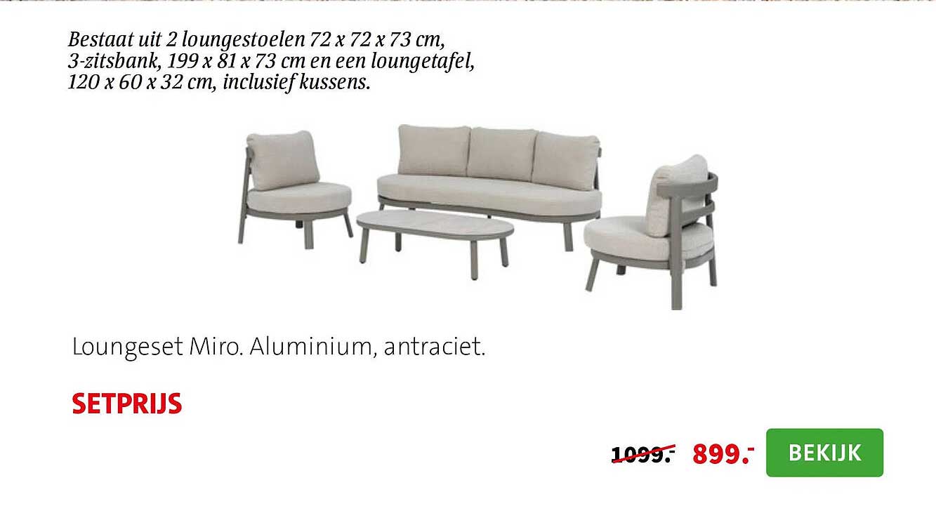 Loungeset Miro. Aluminium, antraciet.