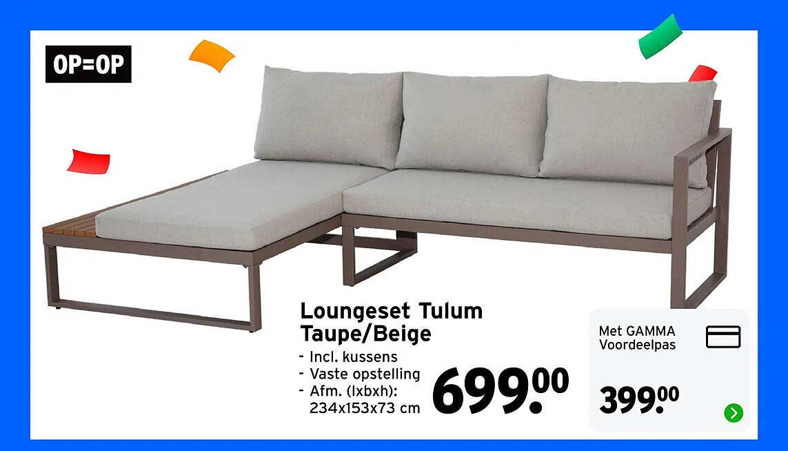 Loungeset Tulum Taupe/Beige