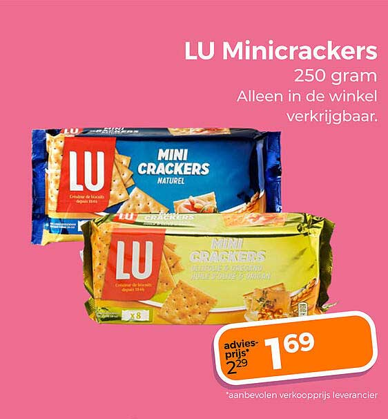LU Minicrackers 250 gram Alleen in de winkel verkrijgbaar.