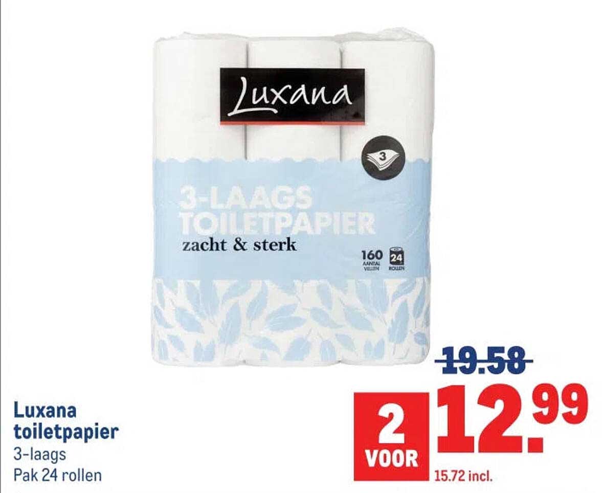 Luxana toiletpapier 3-laags Pak 24 rollen 2 voor