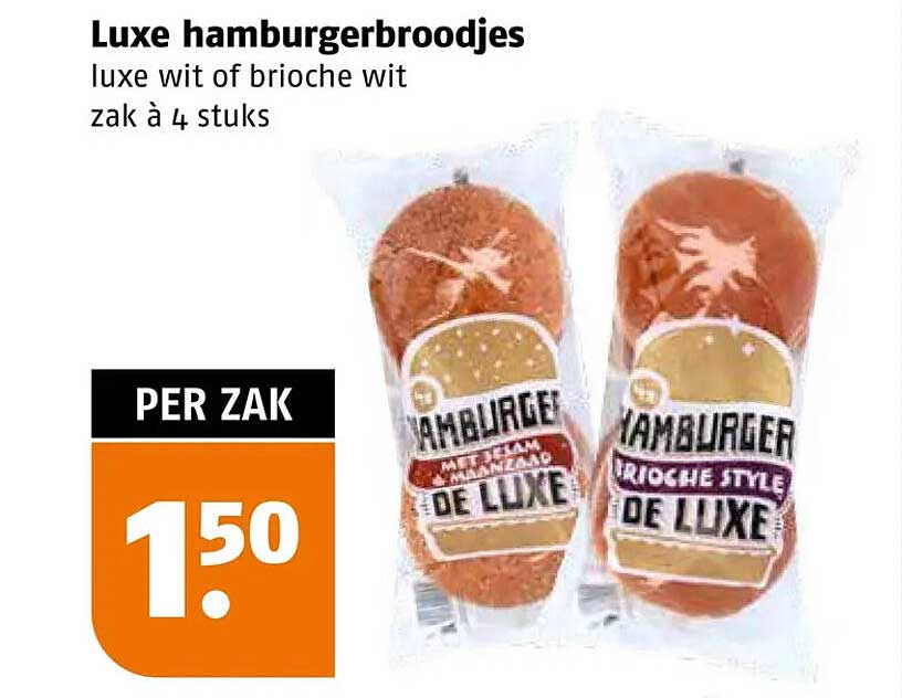 Luxe hamburgerbroodjes luxe wit of brioche wit zak à 4 stuks