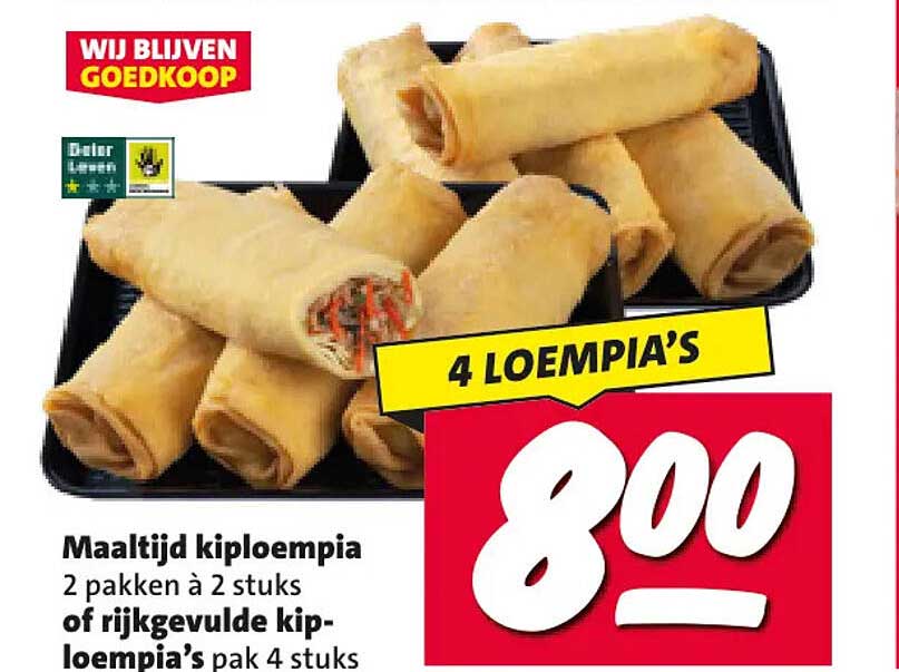 Maaltijd kiploempia 4 loempia’s