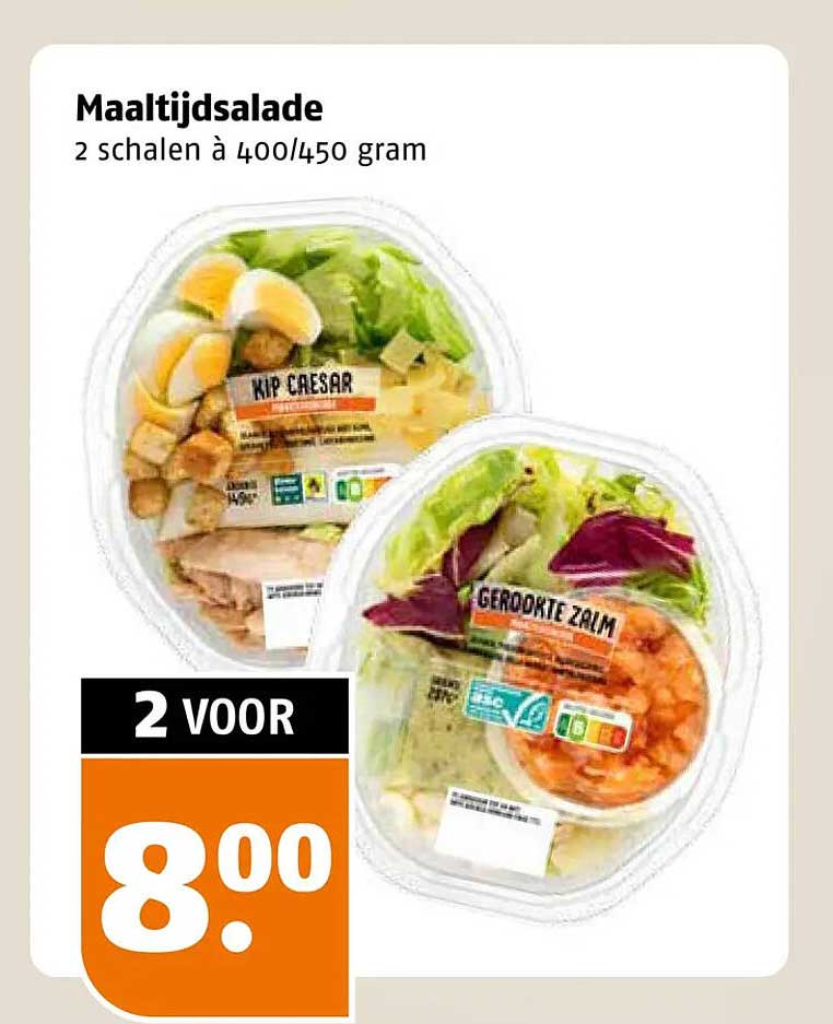 Maaltijdsalade 2 schalen à 400/450 gram