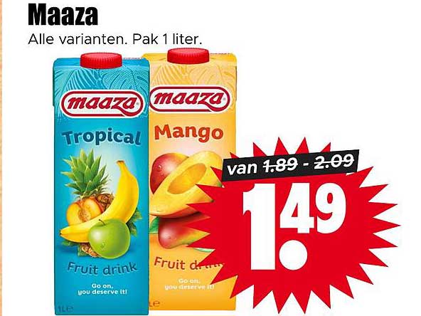Maaza Alle varianten. Pak 1 liter.