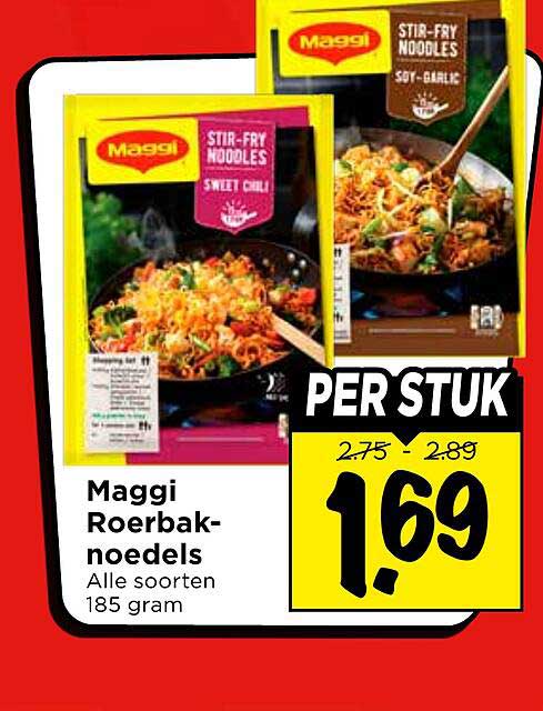 Maggi Roerbaknoedels Alle soorten 185 gram PER STUK