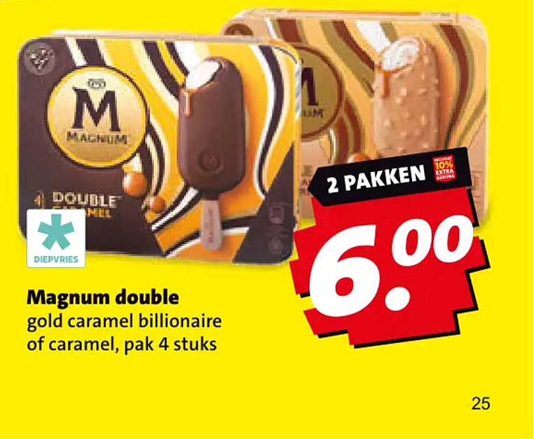 Magnum double gold caramel billionaire of caramel, pak 4 stuks