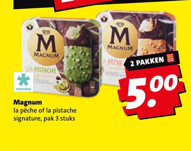 Magnum la pêche of la pistache signature, pak 3 stuks 2 pakken