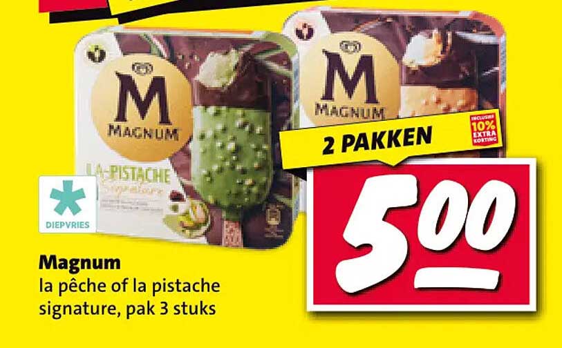Magnum la pêche of la pistache signature, pak 3 stuks 2 pakken
