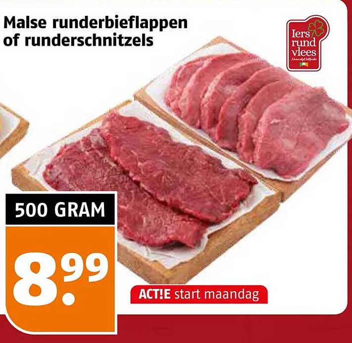 Malse runderbiefappen of runderschnitzels