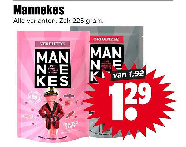 Mannekes Alle varianten. Zak 225 gram.