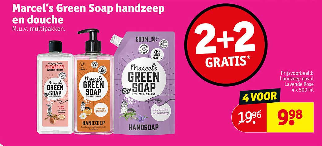 Marcel's Green Soap handzeep en douche 2+2 gratis