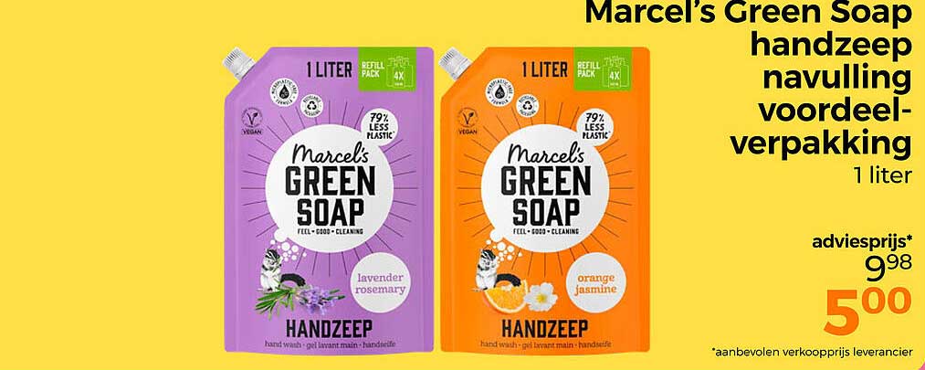 Marcel’s Green Soap handzeep navulling voordeelverpakking 1 liter