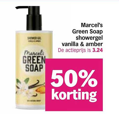 Marcel's Green Soap Showergel vanilla & amber 50% korting