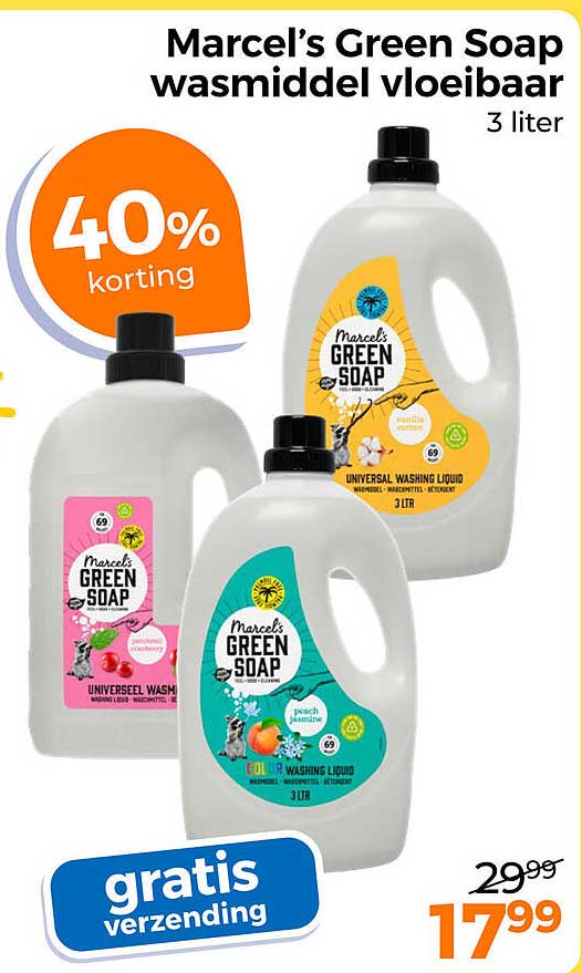 Marcel's Green Soap wasmiddel vloeibaar 3 liter