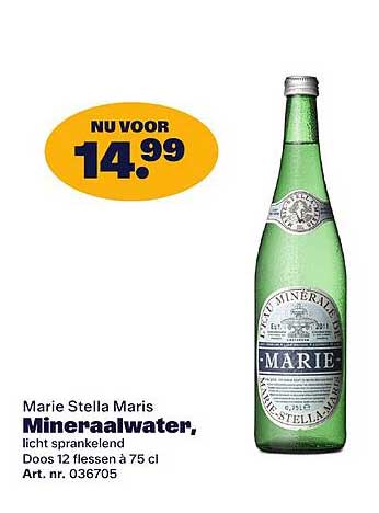 Marie Stella Maris Mineraalwater, licht sprankelend