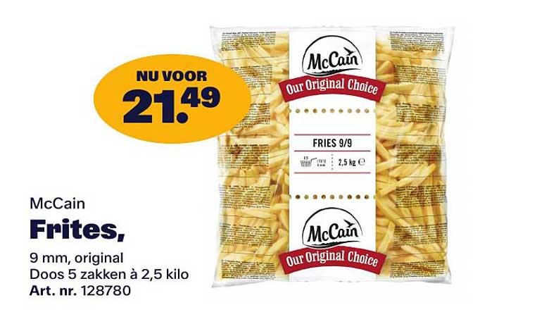 McCain Frites, 9 mm, original Doos 5 zakken à 2,5 kilo