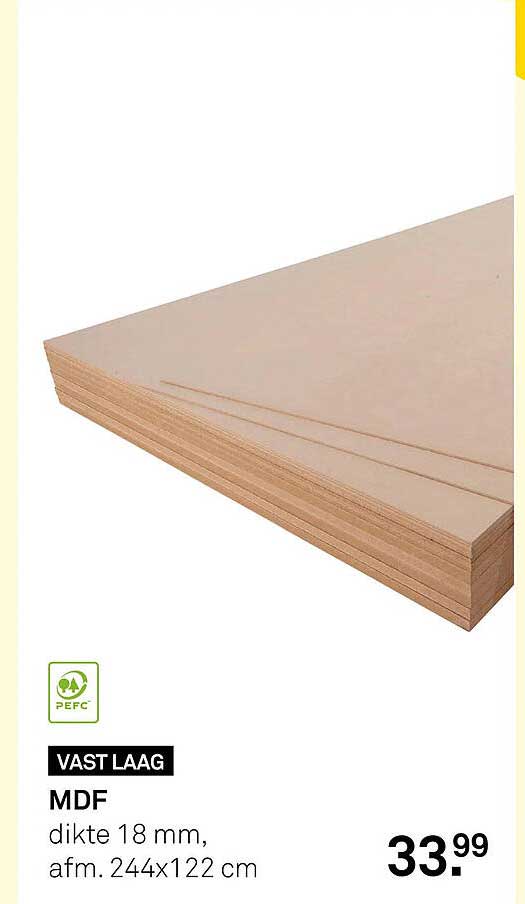 MDF dikte 18 mm, afm. 244x122 cm