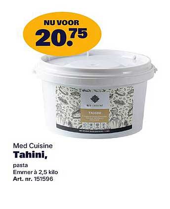 Med Cuisine Tahini, pasta Emmer à 2,5 kilo