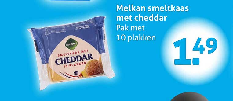 Melkan smeltkaas met cheddar Pak met 10 plakken