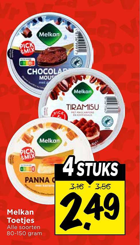 Melkan Toetjes Alle soorten 80-150 gram 4 stuks