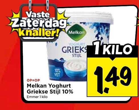 Melkan Yoghurt Griekse Stijl 10% 1 kilo