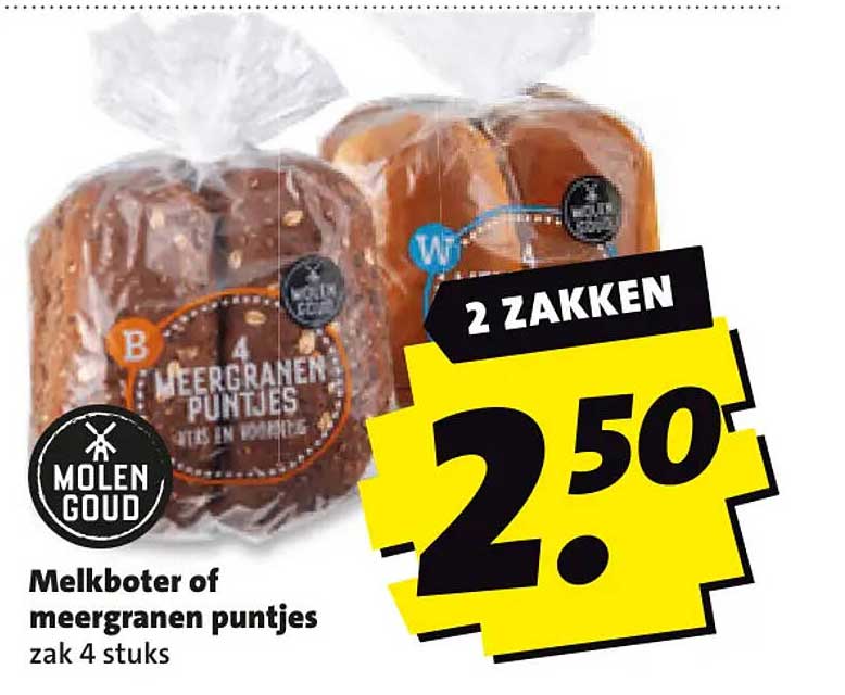 Melkbolter of meergranen puntjes zak 4 stuks 2 ZAKKEN