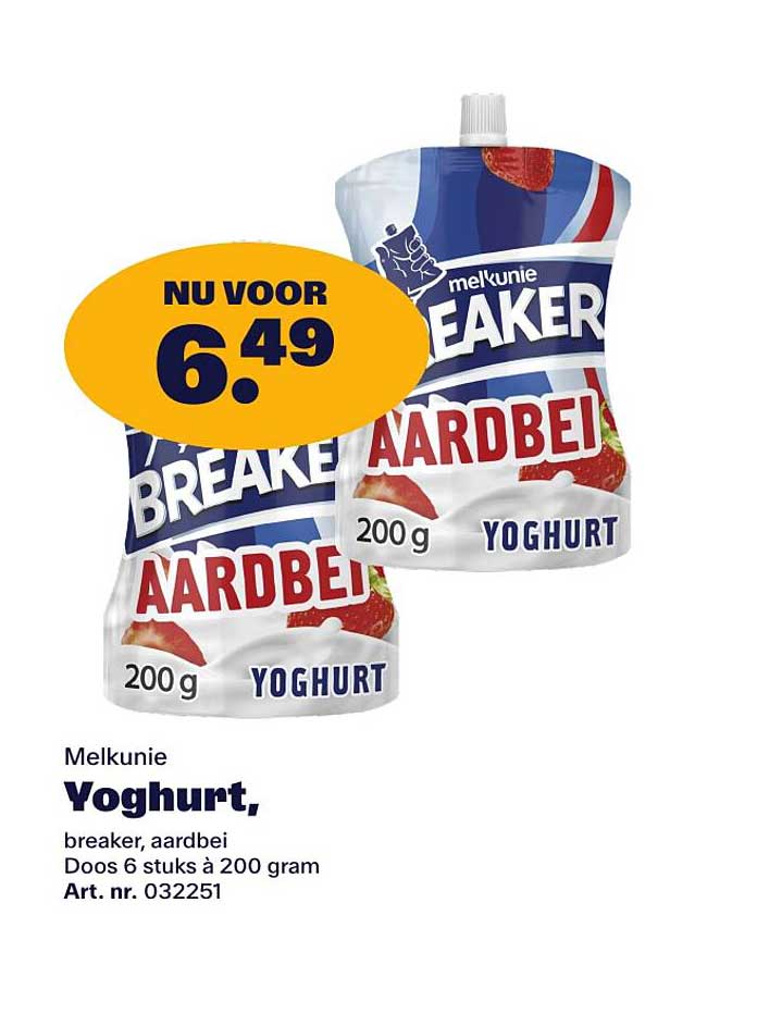 Melkunie Yoghurt, breaker, aardbei