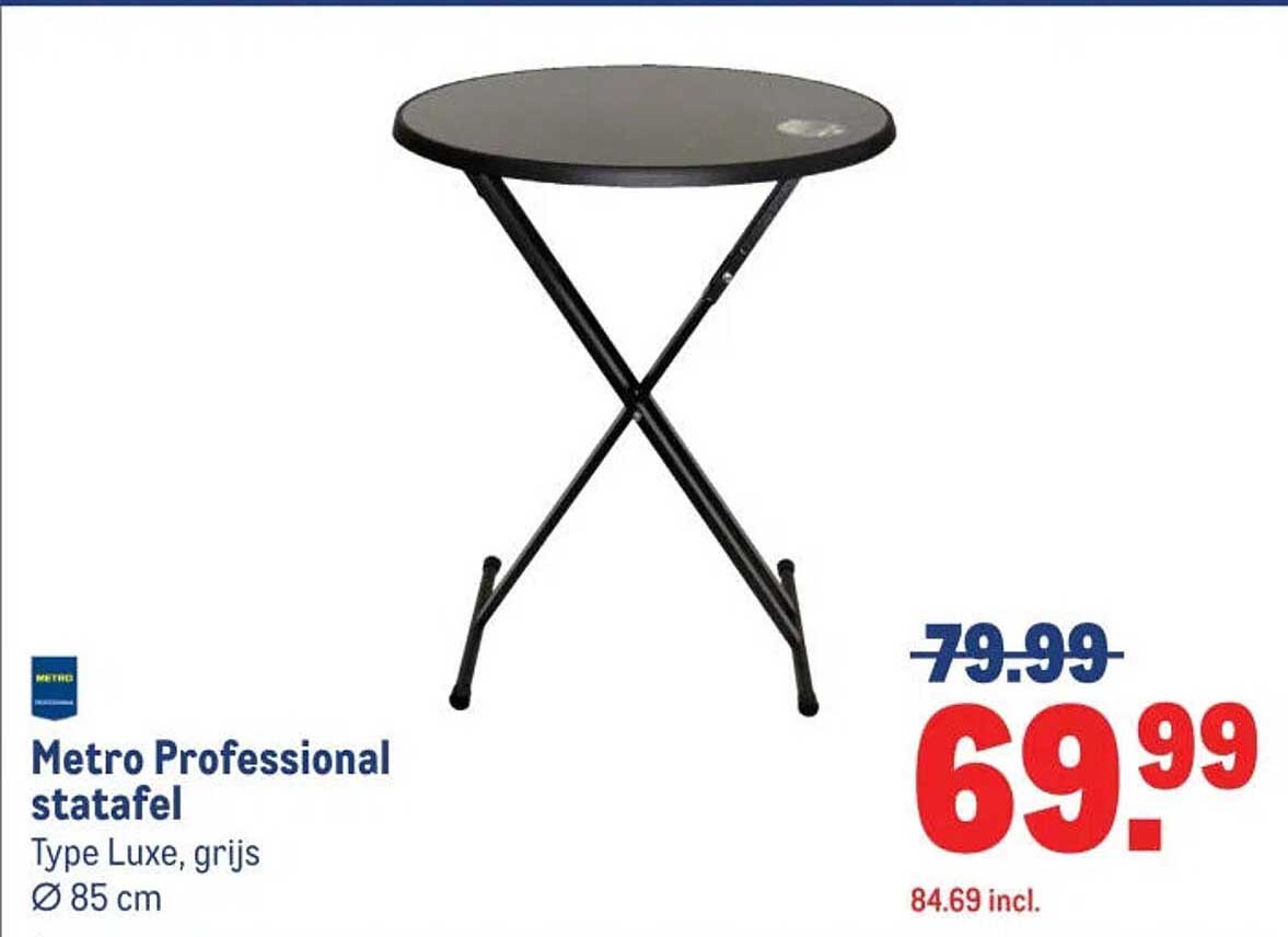 Metro Professional statafel Type Luxe, grijs Ø 85 cm