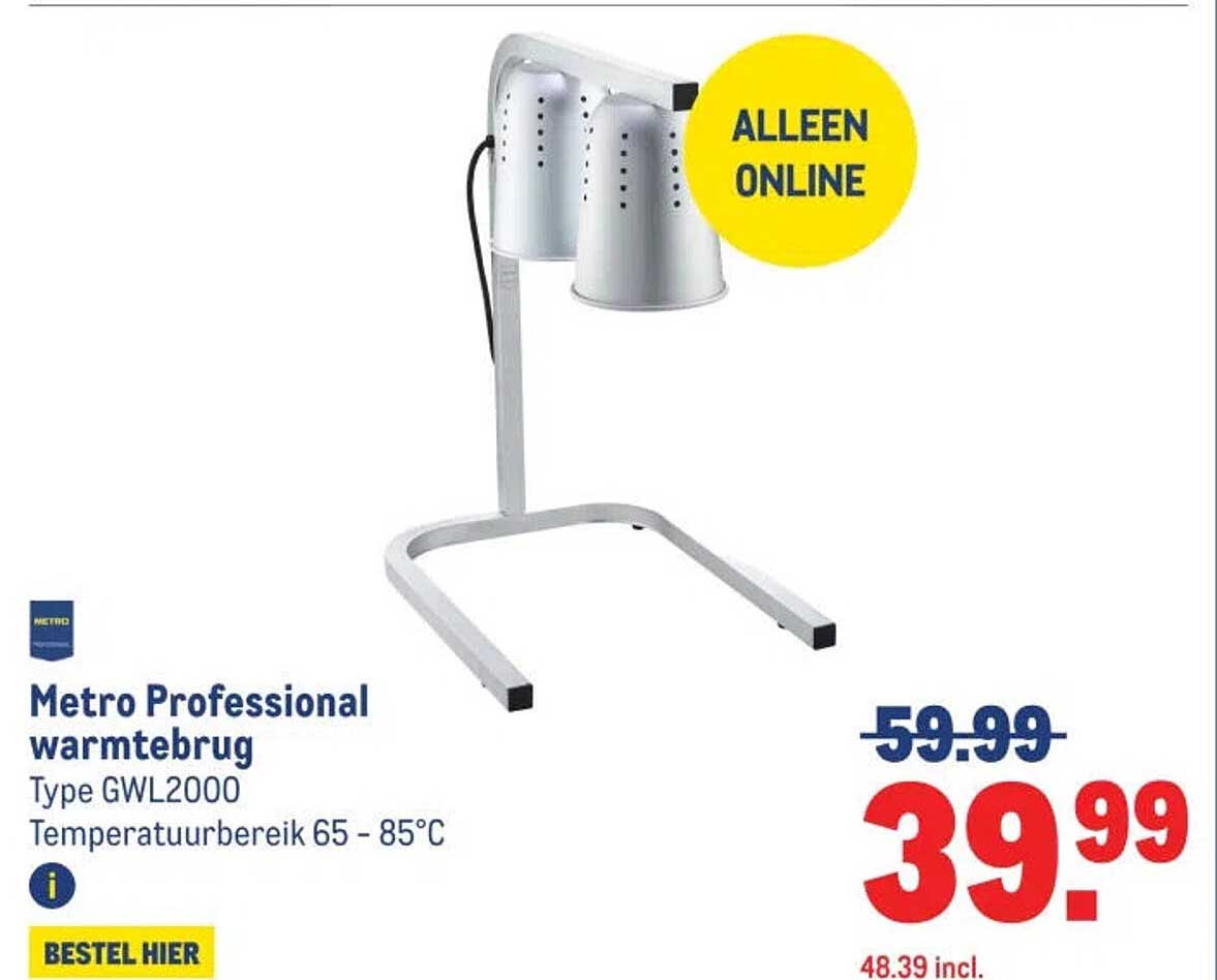 Metro Professional warmtbrug Type GWL2000 Temperatuurbereik 65 - 85°C