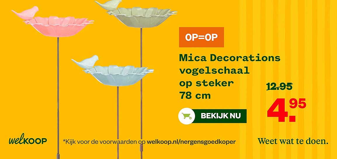 Mica Decorations vogelschaal op steker 78 cm OP=OP