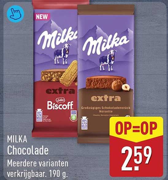 MILKA Chocolade Meerdere varianten verkrijgbaar. 190 g. OP=OP