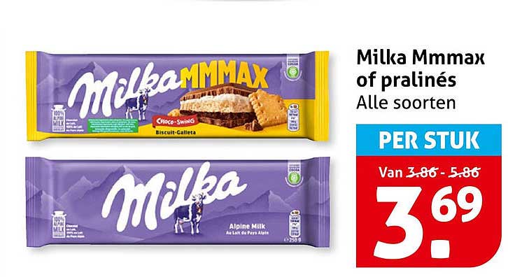 Milka Mmax of pralinés Alle soorten PER STUK