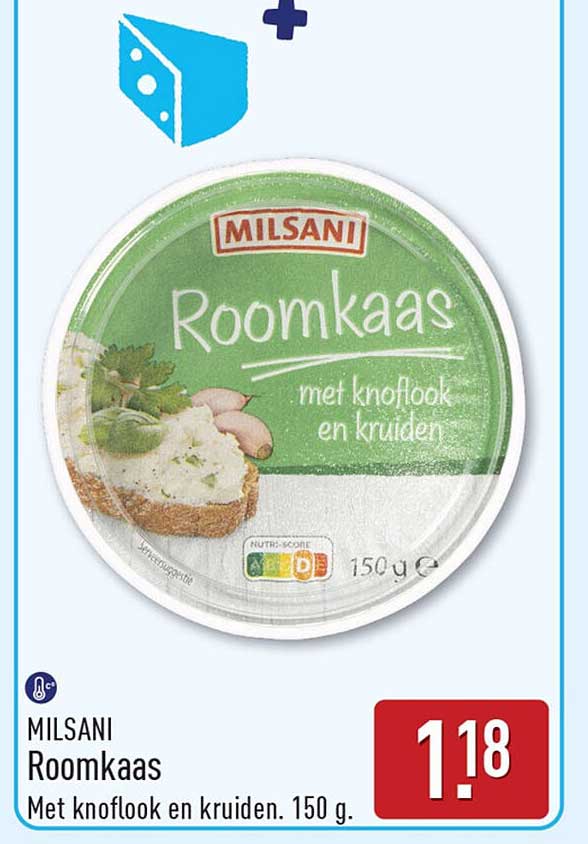MILSANI Roomkaas Met knoflook en kruiden. 150 g.