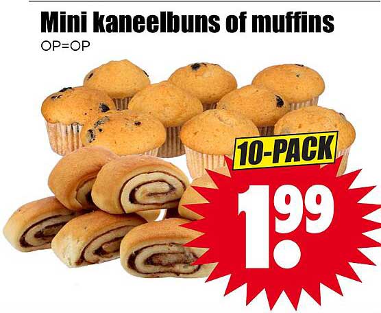 Mini kaneelbuns of muffins OP=OP 10-PACK