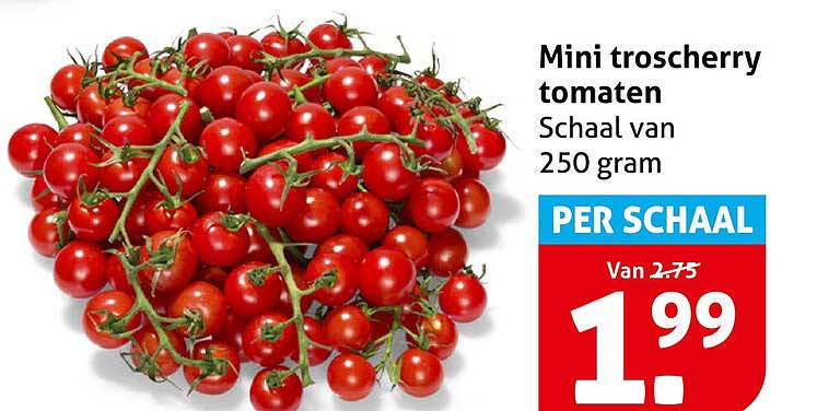 Mini troscherry tomaten Schaal van 250 gram PER SCHAAL