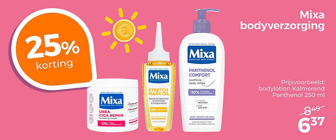 Mixa bodyverzorging 25% korting