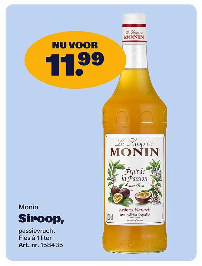 Monin Siroop, passievrucht Fles à 1 liter
