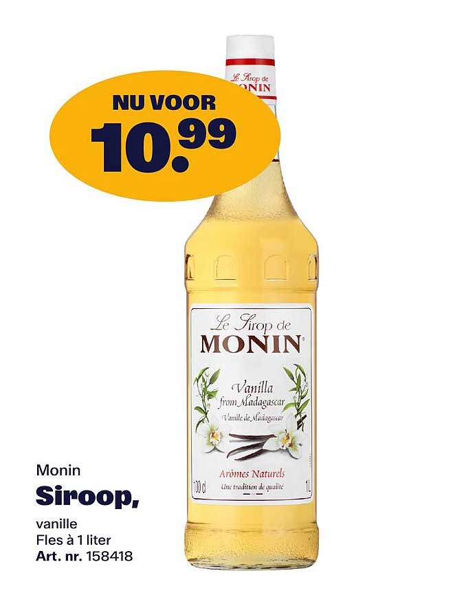Monin Siroop, vanille Fles à 1 liter